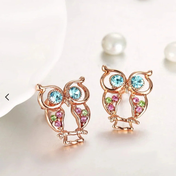 18K Rose Gold Plated & CZ Earrings - Picture 2 of 2